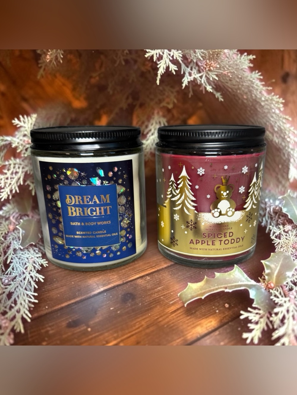 🩷♥️B2G1 FREE♥️BBW♥️Dream Bright & Spiced Apple Toddy Single Wick Candle Duo/NWT